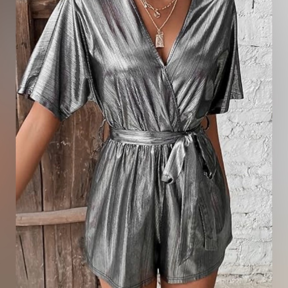 “You Can Ring My Bell.” 🎶 🪩 - Women’s Silver Romper
